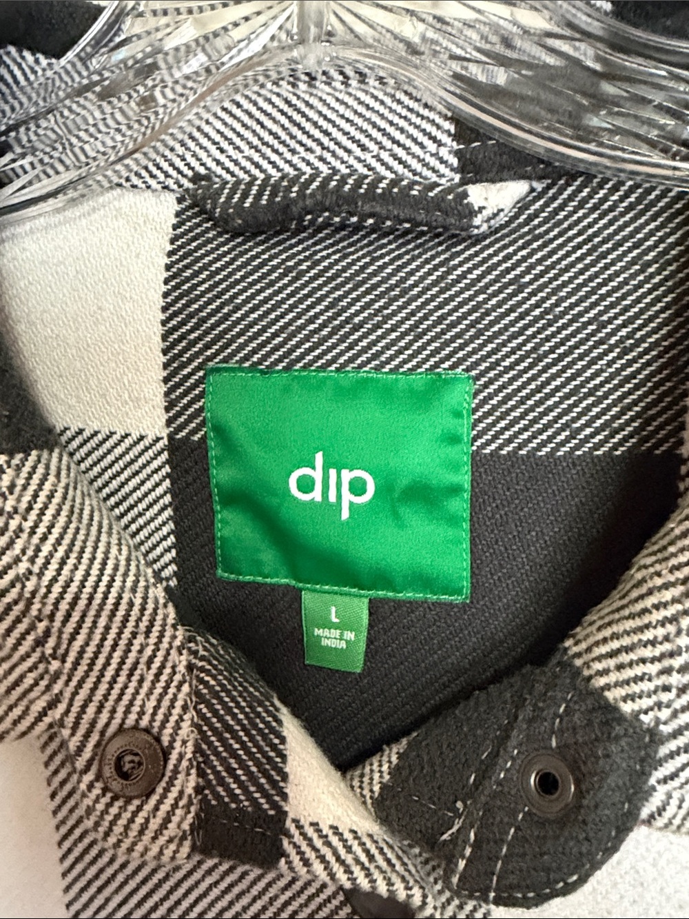 dip Black and White Buffalo Plaid Snap-Front Shirt Jacket - Picture 2 of 2